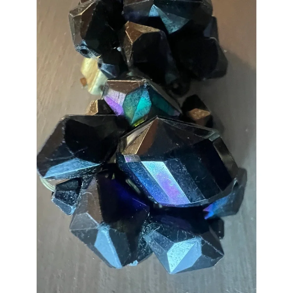 Vintage Cluster Clip-On Earrings 3 Pair Set Black Gold Cream West Germany Japan